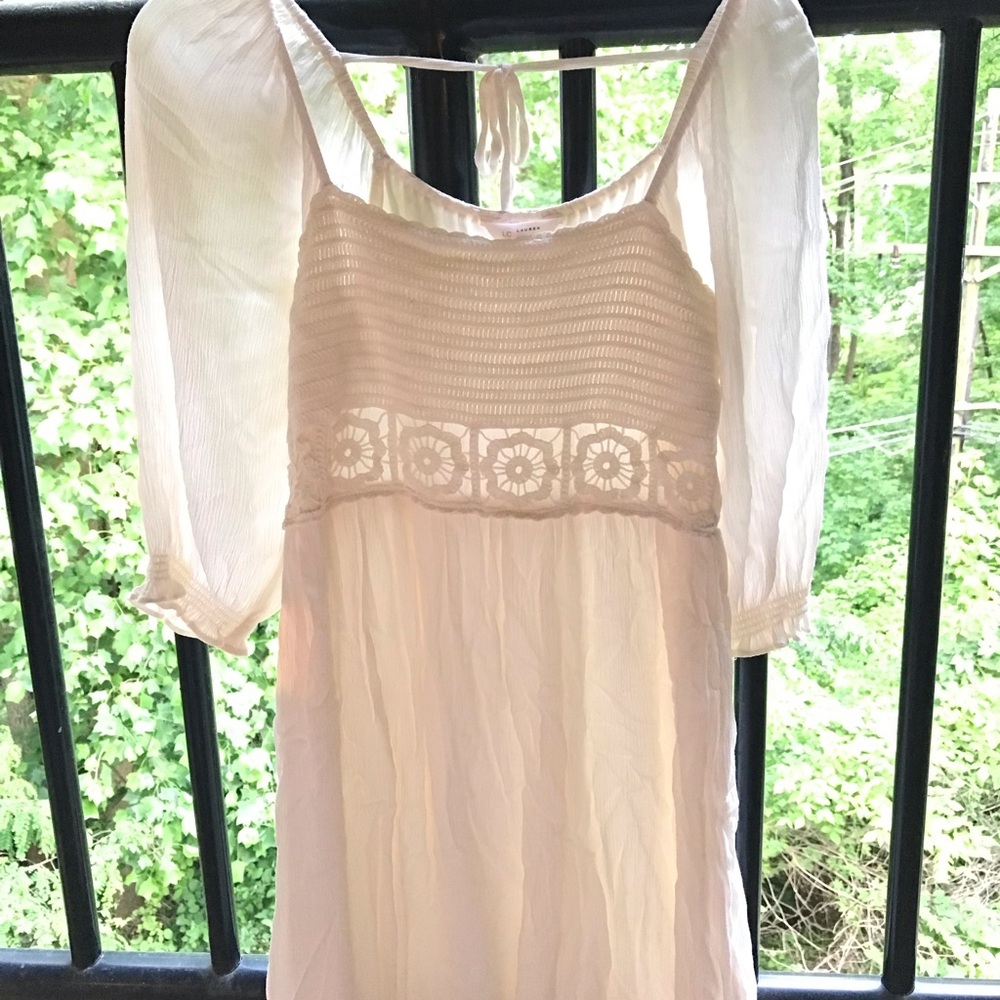 Elegant Cream Lace and Textured Dress